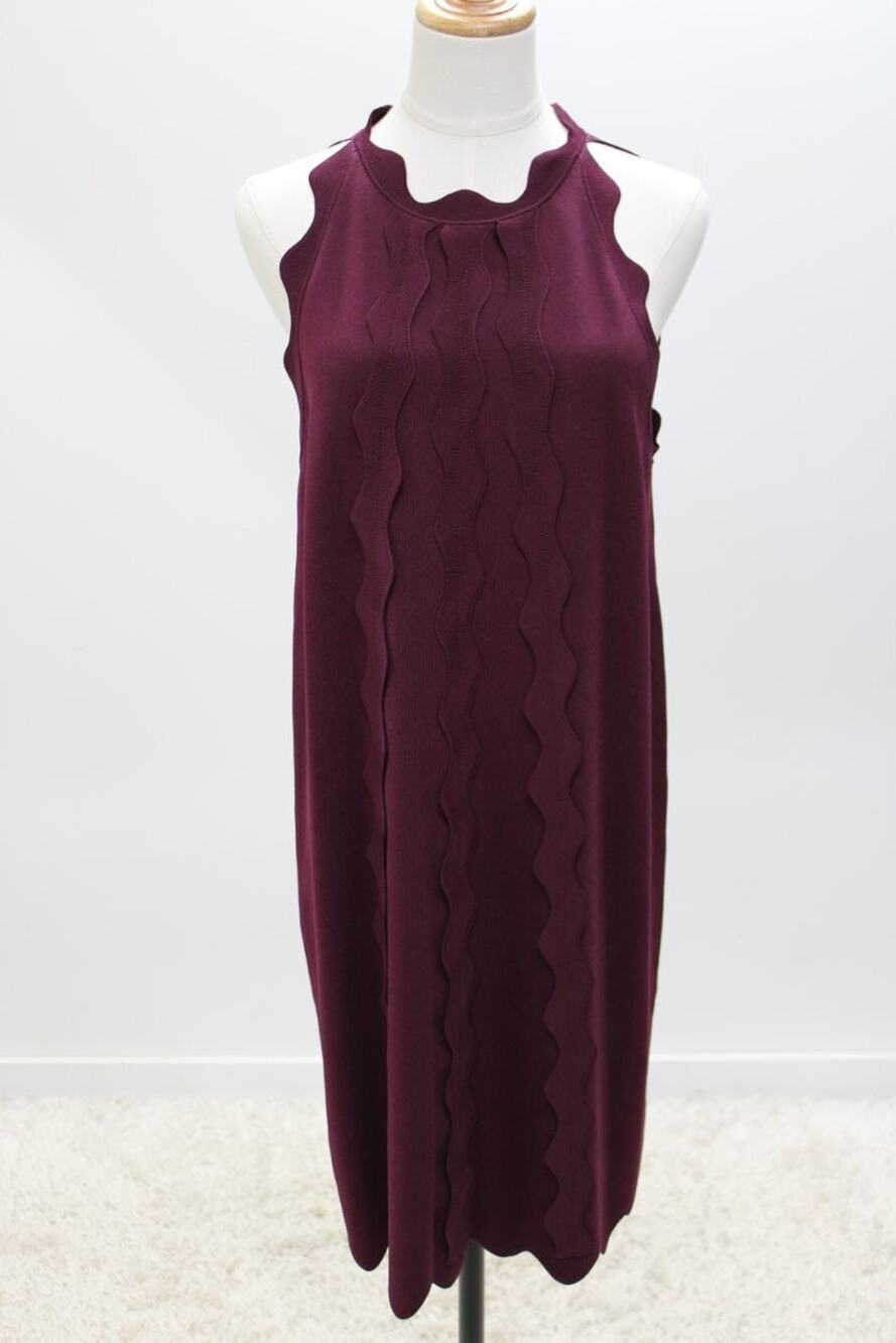 NWT Ted Baker Oxblood Rickrack Scalloped Rianori Dress TB 5 US 14 Quiet Luxury
